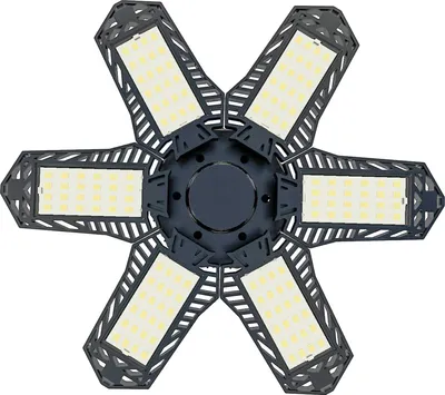 Obrázek produktu pro LED garážová svítidla - Mini stropní svítidla s 6 nastavitelnými panely, deformovatelná lampa s ventilátorem, 100-265 V, 1500 lm, 6500 K, E27/E26 pro podkroví, sklepy
