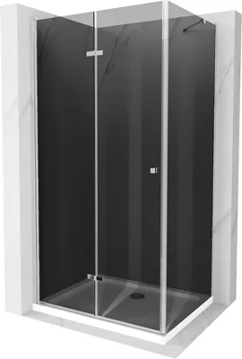 Zdjęcie produktu dla Mexen Lima kabina prysznicowa składana 90 x 70 cm, grafit, chrom + brodzik Flat, biały - 856-090-070-01-40-4010