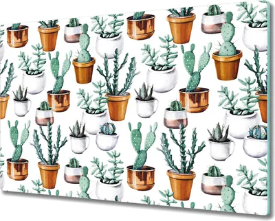 Produktbild von Glas Schneidebrett Herdabdeckplatten Schneideplatten - 80x52 cm - Kakteentöpfe