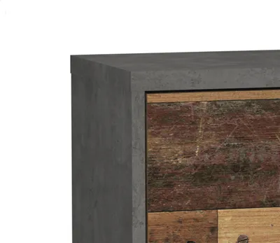 Produktbild von Kommode BEST CHEST in Used Wood und grau Beton Design Shabby / Vintage 77x77 cm 4-türig von Forte