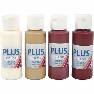 Produktbild von Plus Color Bastelfarbe, Sortierte Farben, 4x60ml [HOB-22230]