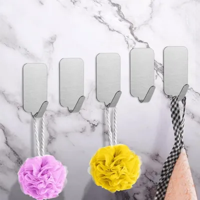 Produktbild von Selbstklebende Handtuchhaken aus Edelstahl 14 Stück ohne Bohren - Starke Klebehaken für die Wand - Wasserdichte Handtuchhaken für Küche, Bad, Wohnzimmer, Toilette