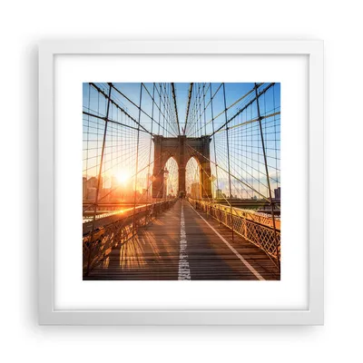 Produktbild von Gerahmtes Poster - Weißer Rahmen - New York Brücke - 30x30 cm - Wand Bild - Wanddeko - Wandbilder - Kunstposter - Wandposter - Bilderrahmen - Bilder - Kunstdruck - Wandbild - P2WAC30x30-3707
