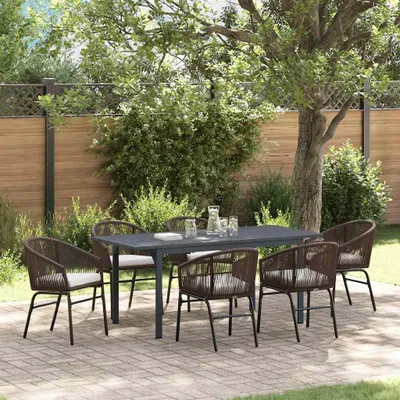 Image de Mobilier d'extérieur exclusif - Ensemble de jardin pour 7 personnes, couleur marron, en résine tressée