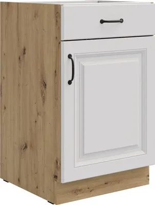 Produktbild von Unterschrank 50 Stilo Weiß + Eiche Artisan Küchenzeile Vollauszug Soft-Close