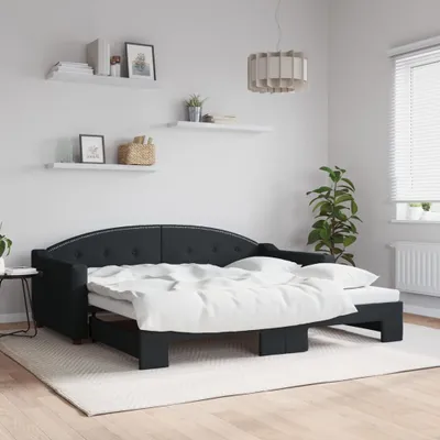 Image de Maison Exclusive - Canapé-lit convertible noir 90 x 190 cm en tissu