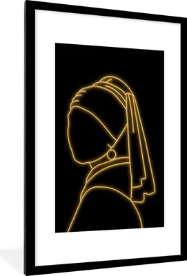 Produktbild von MuchoWow® MuchoWow® Gerahmtes Poster Mädchen mit einem Perlenohrring - Johannes Vermeer - Gold 60x90 cm - Poster mit zchwarzem Bilderrahmen - Dekoration - Wandposter Wohnzimmer - Hochwertig