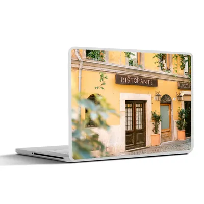 Produktbild von MuchoWow® Laptop Aufkleber Sticker Cover Rom - Restaurant - Gelb - Pflanzen - Tür 30x22 cm - Laptop-Sticker