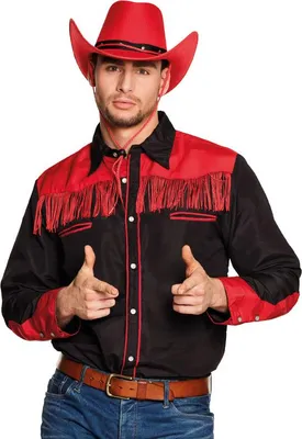 Produktbild von Kostüm Western Hemd Schwarz/Rot Gr.M