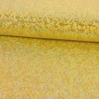 Produktbild von Jerseystoff Meterware Stretch Glitzer holografisch uni gold 1,5m