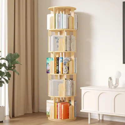 Productafbeelding van Draaibare Boekenkast - Rond Boekenrek - Rotatieschap - Opbergmeubel - Kinderboekenkast