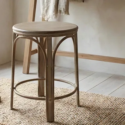 Produktbild von Metallhocker aus Eisen, rund, braun patiniert im Vintage-Stil, H.46 cm