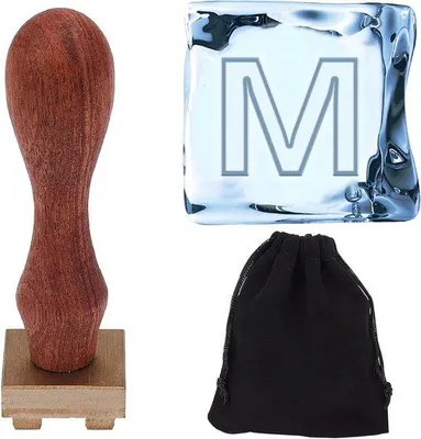 Produktbild von Vintage Eiswürfelstempel 3,5 cm für Handwerk und Cocktails - Messingkopf & Holzgriff