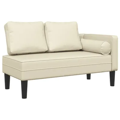Image de Chaise longue avec coussins crème similicuir