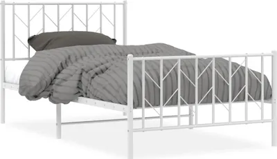 Produktbild von vidaXL Bettgestell mit Kopf- und Fußteil Metall Weiß 100x200 cm