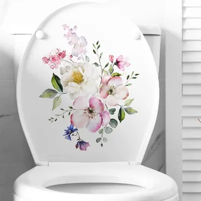 Produktbild von Blumenaufkleber 23,5 ¡Á 29 cm fš¹r WC-Sitz, auch geeignet fš¹r Kš¹hlschrank/M?bel, Blumenmuster