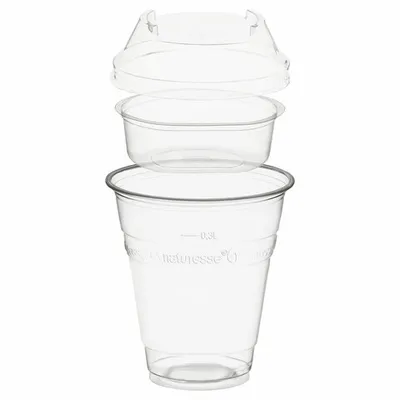 Produktbild von 50x  Trinkbecher 300ml + Domdeckel stapelbar + Einsatzbecher Ø 96mm (PLA)