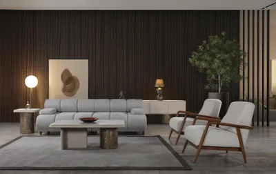Produktbild von Luxus  Wohnzimmer Set Sofa 3-Sitzer 2x Sessel  Modernes Design