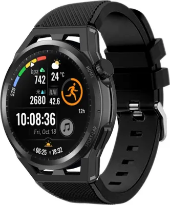 Produktbild von Strap-it Huawei Watch GT Runner Silikonarmband (Schwarz)