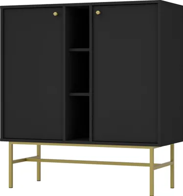 Produktbild von Masseno Kommode TORINO 100 cm Sideboard und 2 Türen für Wohnzimmer Schlafzimmer Modern 100x41x108 cm Graphitfarben / Graphitfarben