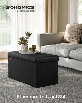 Produktbild von SONGMICS 76cm Sitzbank mit Stauraum, klappbare Sitztruhe, Fußbank, schwarz