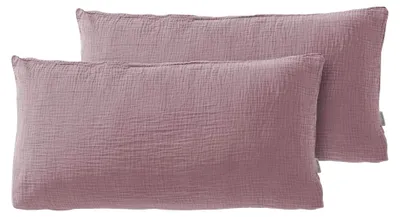 Produktbild von Musselin Kissenbezug 40x80 2er Set aus 100% Baumwolle - Weiche, kuschelige Musselin Kissenbezüge in Mauve