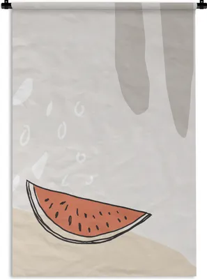 Produktbild von MuchoWow® Wandteppich Wandbehang Sommer - Melone - Grau 120x180 cm Tapisserie Dekoration Wandtuch - Schlafzimmer - Dekorationen für das Haus