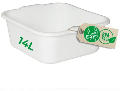 Obrázek produktu pro Novaliv mísa na mytí nádobí čtvercová 14 l, 38x38 cm, bílá, bez BPA a vhodná do myčky - ideální do kuchyně a na kempování, vana, velká plastová mísa, čtvercová mísa na mytí, vana na mytí, mísa na mytí nádobí