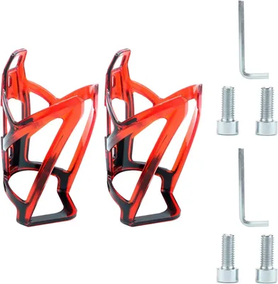 Imagen del producto de Soporte para botella de agua para bicicleta - 2 unidades - Policarbonato - Rojo