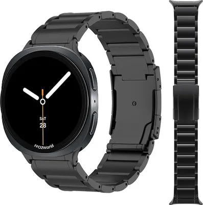 Produktbild von FFO2World Titan-Armband – Für Samsung Galaxy Watch 8 / 8 Classic – Titanarmband mit Sicherheitsverschluss & Kürzungsset – Schwarz