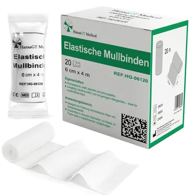Produktbild von 6cm x 4m Fixierbinde, Elastische Mullbinden, Hochelastische Verband, 20 Stück