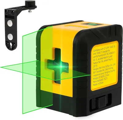 Produktbild von Amazon Basics Horizontal-/Vertikal- und Kreuzlinienlaser der Klasse II, 18 m, Gelb/Schwarz
