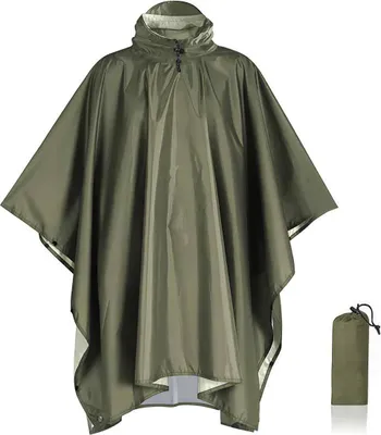 Produktbild von Regenponcho 3-in-1, silberbeschichtet, tragbar, für Outdoor und Wandern – schützt zuverlässig vor Nässe und Wind