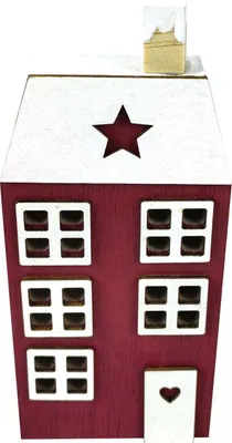 Produktbild von TrendLine Deko Holzhaus Weihnachten 26 x 23 x 26 cm rot-weiß