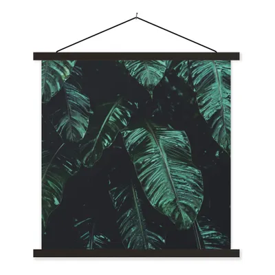 Produktbild von MuchoWow® Textilposter Dschungel - Palme - Blätter - Tropisch 90x90 cm mit schwarzem Rahmen - Magnetisches