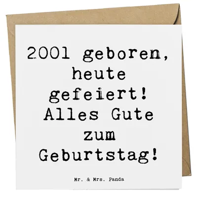 Produktbild von Mr. & Mrs. Panda Grußkarte Spruch 2001 Geburtstag - Weiß - Geschenk, Geburtsjahr, Klappkarte, doppelkarte, anlasskarte, faltkarte, Happy Birthday, Geburtstagsspruch