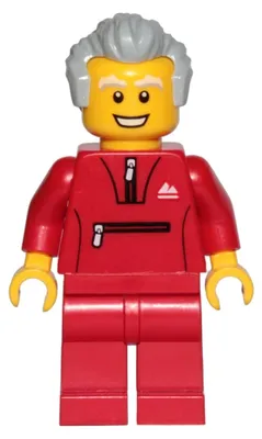 Productafbeelding van LEGO Minifiguur - Opa - Rood trainingspak, lichtblauw haar (cty1025)