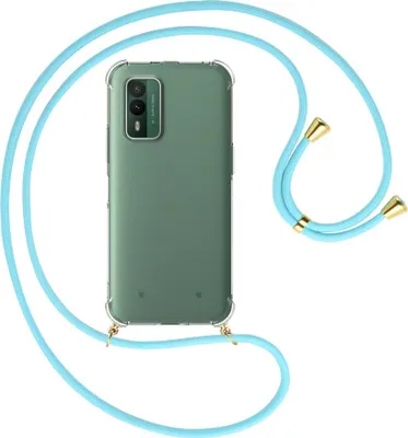 Produktbild von Handykette Backcover-Schutzhülle mit Band (Metall goldfarben) für Nokia XR21 5G (6.49'') - himmelblau