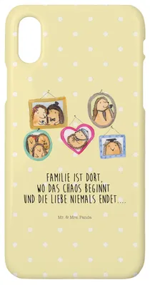 Produktbild von Mr. & Mrs. Panda Iphone 10 Handyhülle Igel Familie - Gelb Pastell - Geschenk, Muttertag, Papa, Mama, Bilder, Cover, Hülle, Handy, X, Liebe