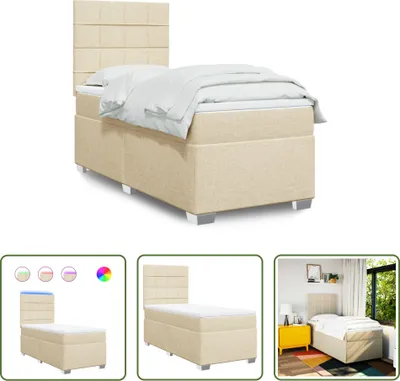 Produktbild von The Living Store Boxspringbett mit Matratze Creme 90x200 cm Stoff