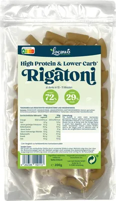 Produktbild von Locawo High Protein Low Carb Rigatoni | Pasta | Nudeln 200g