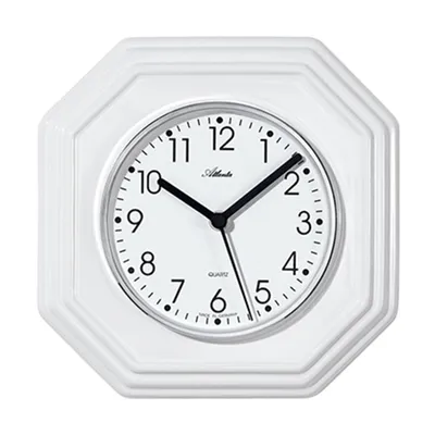 Produktbild von Atlanta 6010 Küchenuhr Wanduhr Küche Quarz analog Keramik weiß achteckig