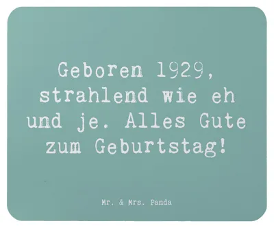 Produktbild von Mr. & Mrs. Panda Mauspad Spruch 1929 Geburtstag - Meeresbrise - Geschenk, Geburtstagsfreude, pc, Geburtstagsgeschenk, Happy Birthday, Mousepad, Mouse Pad, laptop, 90.