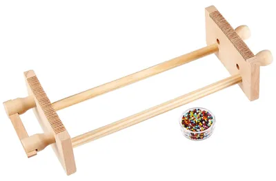 Produktbild von Webrahmen Perlenwebrahmen Armbandwebrahmen - Holz - Mit Perlen und Anleitung - Für Armbänder - 30 x 11 x 4 cm