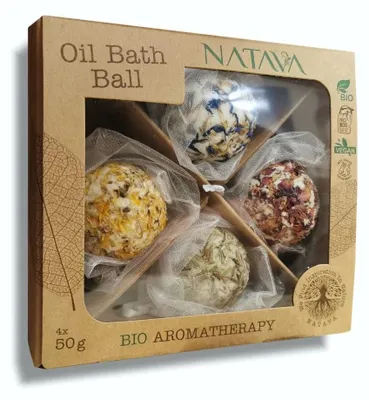 Image de Set de boules de bain bio végétaliennes : rose, citronnelle, calendula, bleuet, 4 x 50 g