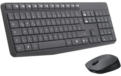 Produktbild von Logitech MK235 Kabelloses Set mit Tastatur und Maus für Windows, 2,4 GHz kabelloser Unifying-USB-Empfänger, 15 FN-Tasten, Lange Batterielaufzeit, PC, Laptop, Deutsches QWERTZ-Layout - Grau