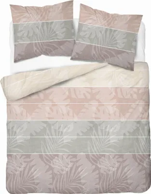 Immagine prodotto di Biancheria da letto in cotone 220x200 a righe foglie pastello chiaro