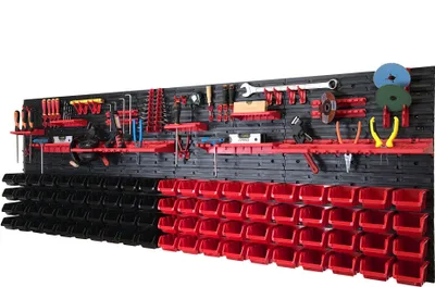 Produktbild von 136-tlg. Werkzeugwand Set XXL 2316 x 780 mm Werkstattwand mit 80 Stapelboxen Werkzeughalterungen Werkstattregal Wandregal für Werkstatt Garage Lagersystem Werkstatteinrichtung Kunststoff…