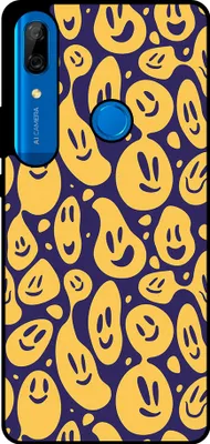 Immagine prodotto di Smartphonica Custodia per Huawei P Smart Z / Y9 Prime (2019) con stampa smiley - Custodia posteriore in TPU con disegno emoji - Viola Giallo