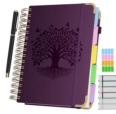 Produktbild von Notizbuch A5 Liniert mit Stift, 320 Seiten, 100gsm Papier, Lila